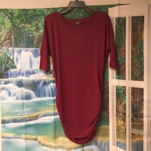Brushed Side Ruched London Soft Dress in Burgundy